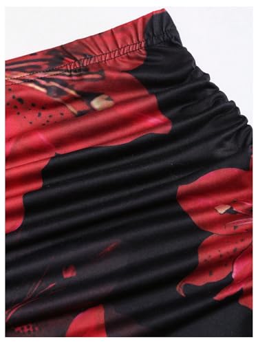 Women's Floral Print Maxi Skirt Ruffle Hem Ruched Fishtail Bodycon Long Skirts Vacation Going Out Outfits3