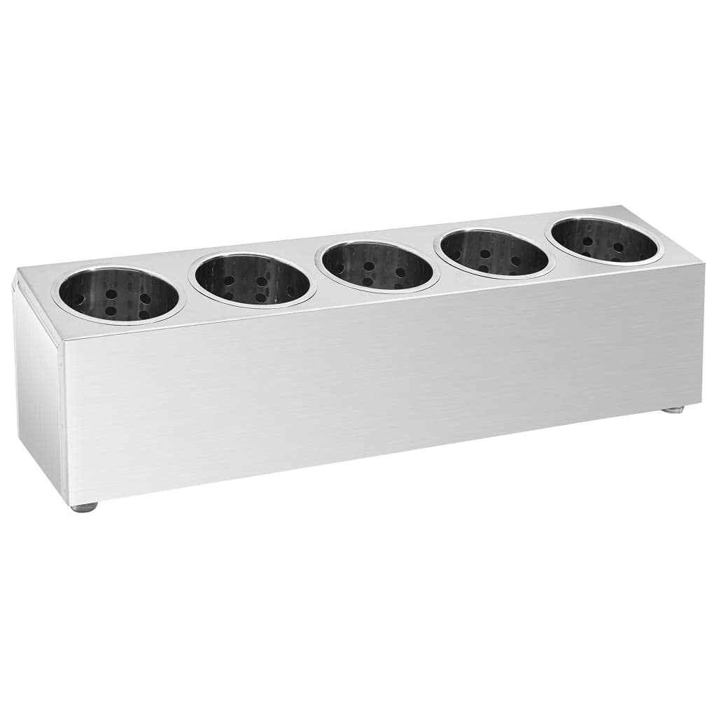 vidaXL Porte-​couverts 5 Grilles Porte-​ustensiles Support Organisateur Baguettes Couteaux Cuillers Cuisine Rectangulaire Acier Inoxydable