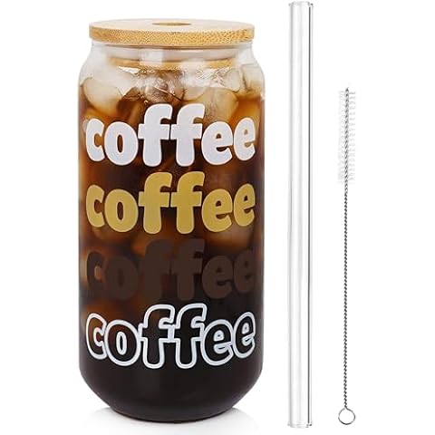 ANOTION 20 Oz Iced Coffee Cup with Lid Cover