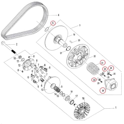 Kit reconstruction embrayage secondaire CFmoto pour réparer le variateur X5