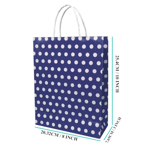 Image of Aakriti Paper Gift Bags with Handles Polka Dot Paper Party Favor Bags for Kid's Birthday Baby Shower Wedding Festivals Holiday Party (10 x8x3 Inch (Pack of 10), Gift Bags Polka Dot Blue)