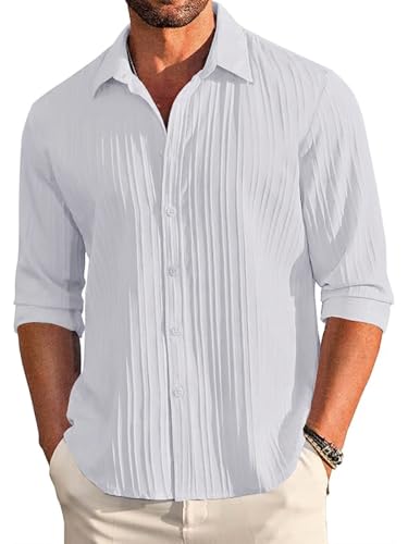 Image of Leriya Fashion Shirt for Man New |Textured Shirts for Men | Long Sleeve Button Down Shirt |Beach Holiday Trendy Evening & Vacation Outfit