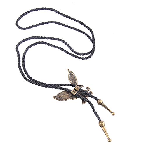 Image of Western Black Bolo Tie for Men and Women,Native American Leather Bolo Tie String
