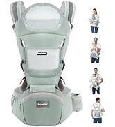 KIYUMI Baby Carrier with Hip Seat, 6- in-1 Baby Carrier Newborn to Toddler, Ergonomic M Position ...