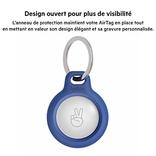 Belkin Anneau de protection avec attache en métal (protection pour AirTag, accessoire résistant aux rayures, pack de 2, bleu)