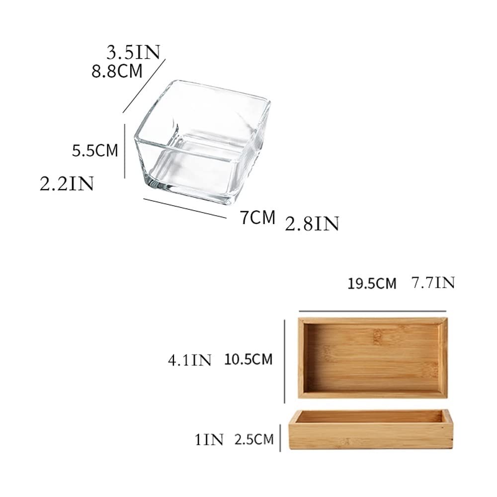 Dipschüsseln, Snackschüsseln, Salatteller, Glas-Snackschüssel mit zwei Fächern und Chassis, quadratischer geteilter Obst-Snack-Essteller for Familienrestaurants