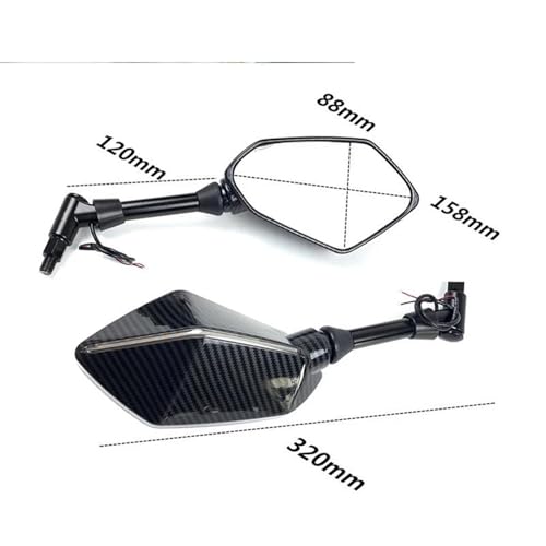 Espejo retrovisor de motocicleta de alta resistencia con luz M8 M10 para Benelli 001 7