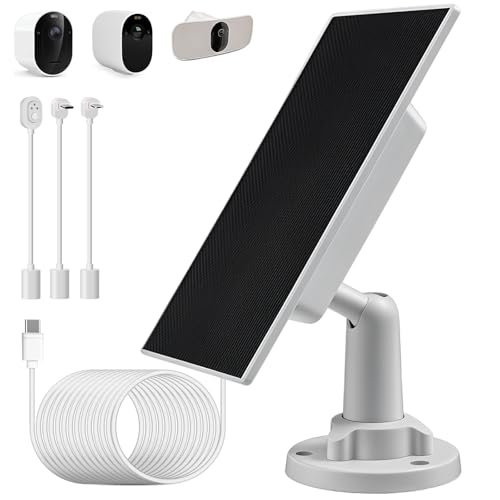 Image of 1 Pack Solar Panel Charger for Arlo Pro 5S/3, Essential Series, Ultra Series, Go2, Wireless Floodlight Cameras, Energy Buffer for Continuous Charge, ETFE Weatherproof Outdoor Use