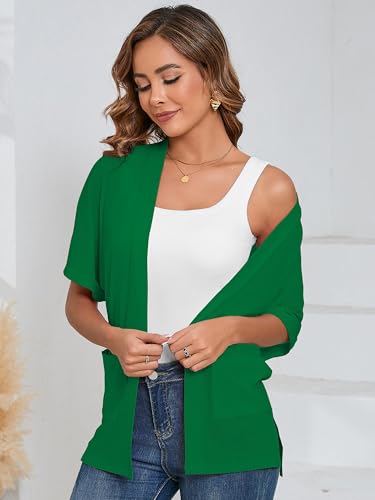 Image of Heymoments Women's Lightweight Open Front Knit Cardigans Short Sleeve Casual Soft Drape Summer Cardigan S-2XL
