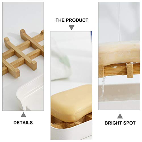 Yardwe 2 Unidades de Saboneteira de Dreno de Bambu Saboneteira de Bancada Destacável Bandeja Porta-