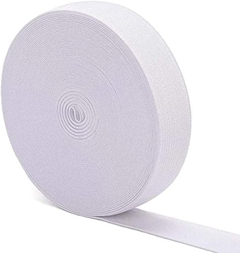 Thick White Elastic Bands for Sewing DENSCO Waistband 25mm 10 Meters 1 inch Wide Roll of Elastic Dressmaking Headbands Trouser Wig Band and DIY Craft (WHITE-25MM-10M)