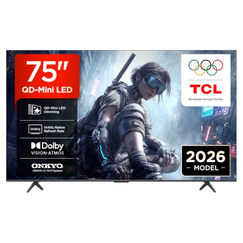 TCL 75T8D – Smart TV QD‑Mini LED 4K HDR10+ da 75', pensato per il gaming, 144Hz VRR