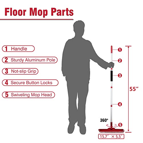 Floor Mop For Cleaning Hardwood Daily Easy Cleaning Dust Mops With 360 Degree Swivel Head Dry And Wet Multi Surface Clean, 1 Scrubber And 2 Washable Pad #TOP3
