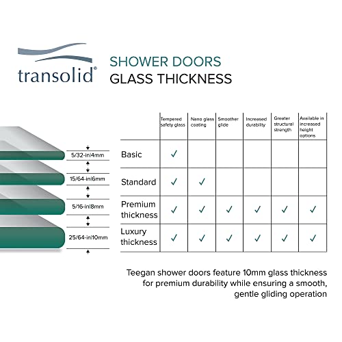 Transolid Tbd608010C-S-Cb Teegan 56.5-59 In. W X 80 In. H Semi-Frameless Sliding Barn Shower Door With Fixed Panel In Champagne Bronze With Clear Glass And Sabrina Handles #TOP5