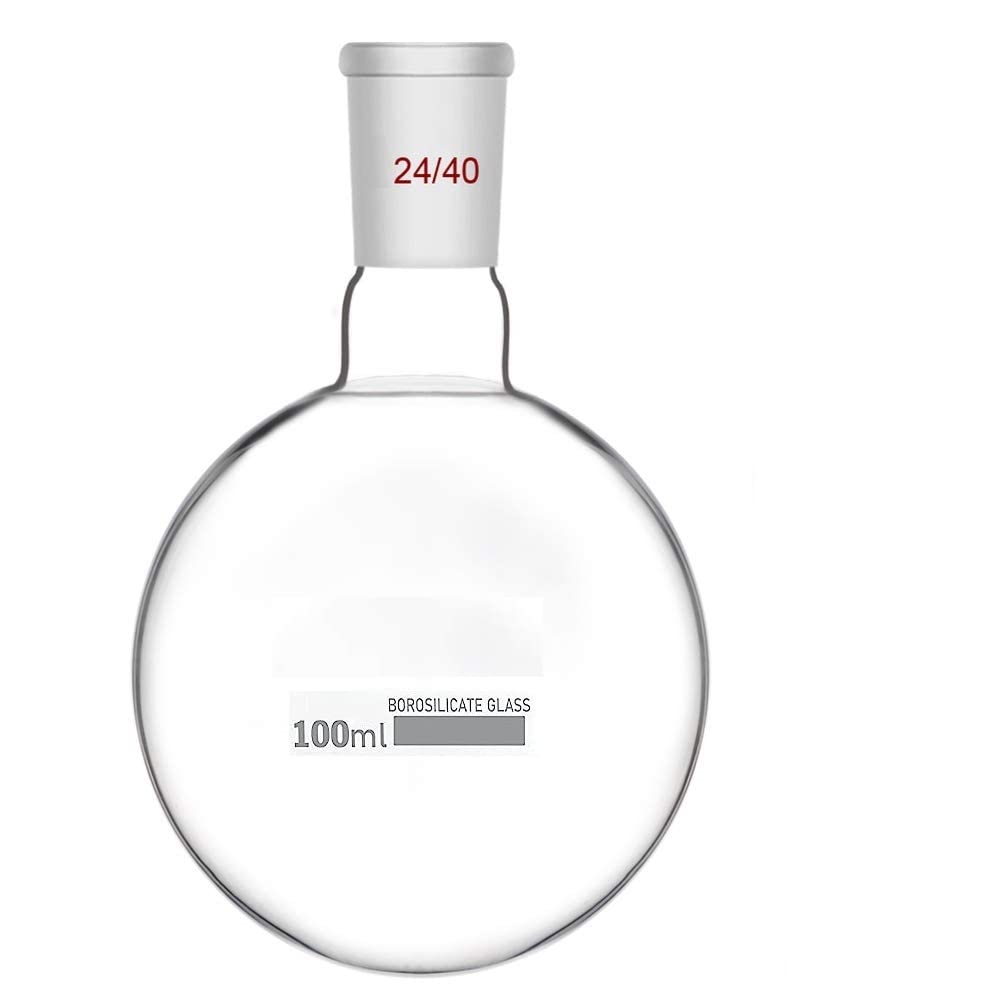 FZN Borosilicate Glass Round Bottom Boiling Flask with Inter Changeable Joint. 100 ML Capacity. Distillation Flask
