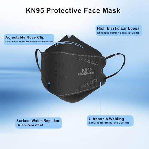 Image of KN95 Face Mask 50 Pack,Individually Wrapped,Breathable Protective Cup Dust Mask for Adults with Elastic Ear Loops