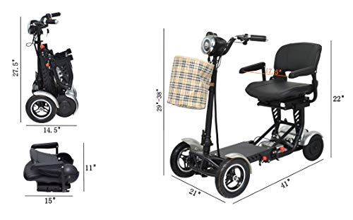 2022 New United Mobility City Slicker Ex Battery Powered Mobility Scooter Heavy Duty Lightweight Folding 17 Miles Range Scooter (Silver), Multicolor #TOP1