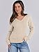 ANRABESS Womens Long Sleeve Cable Knit Sweater 2025 Fall Fashion V Neck Fitted Pullover Top Business Casual Work Fall Outfits Apricot Medium