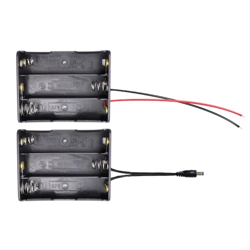 KBT 18650 Battery Case Holder, 3-Slot DIY 12V Battery Storage Box with Cable and DC5521 Connector