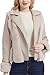 Bellivera Faux Fur Leather Jacket Women Short Winter Warm Fashion Casual Motorcycle Biker Furry Fluffy Lapel Coat 218 Beige XL
