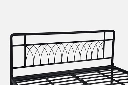 Image of Jexx Metal King Size Bed Without Storage | Wrought Iron Double Bed with Headboard & Footboard | Sturdy Powder Coated Platform Bed King Size Cot for BedroomLivingRoom Black (75x72)