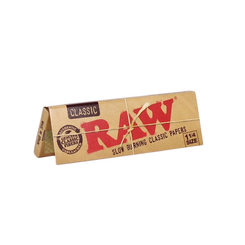 Raw Unrefined Classic 1.25 1 1/4 Size Cigarette Rolling Papers, 50 Count (Pack of 4)