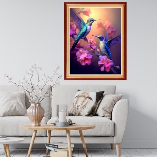 Image of Findvoor Stamped Cross Stitch Kits for Beginner Embroidery Kits for Beginners Adults DIY 11CT Cross Stitch Patterns Needlepoint Kits Crossstitching Kits-Hummingbird Flowers 16x20 inch