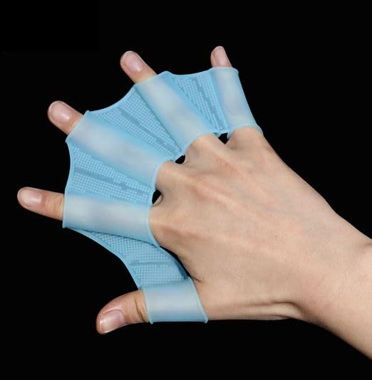 Generic Swim Fins Hand Web Flippers Webbed Gloves for Women Men Kids Swimming, blue