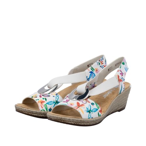 Image of Rieker 624H6 Fanni Women's Wedge Sandals - Lightweight, Comfortable and Supportive - Slip On Sandals with Cushioned Insole and High Wedge for Everyday Stylish Wear