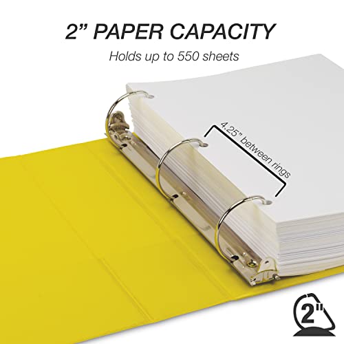 Image of Samsill Durable 2 inch 3 Ring Binder, D Ring Binder, 100% Recycled Chipboard, Yellow