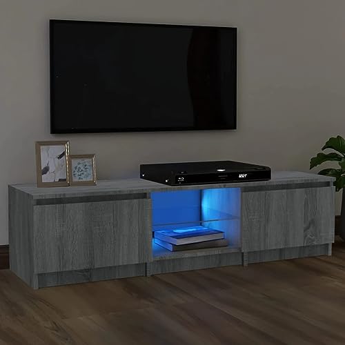 vidaXL Meuble TV avec lumières LED Sonoma Gris 140x40x36 cm, Support TV, Armoire média, unité TV, unité média, Armoire latérale