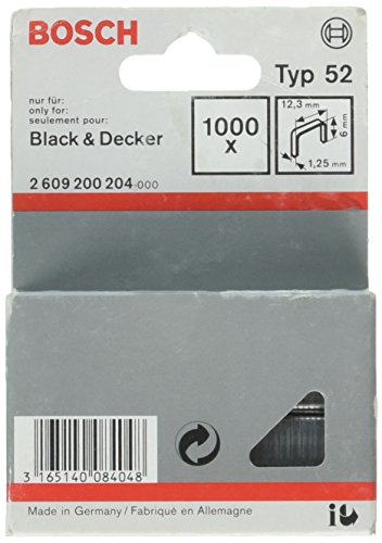 Bosch Accessories 2609200204 Agrafe à fil plat de type 52 12,3 x 1,25 x 6 mm 1000 pièces