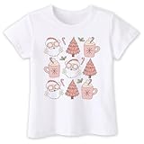 Toddler Girls Christmas Shirt for Kids Boy, Happy Xmas Shirt, Santa Snowman Trees Dinosaur Digger String Lights Prints, 2-6T