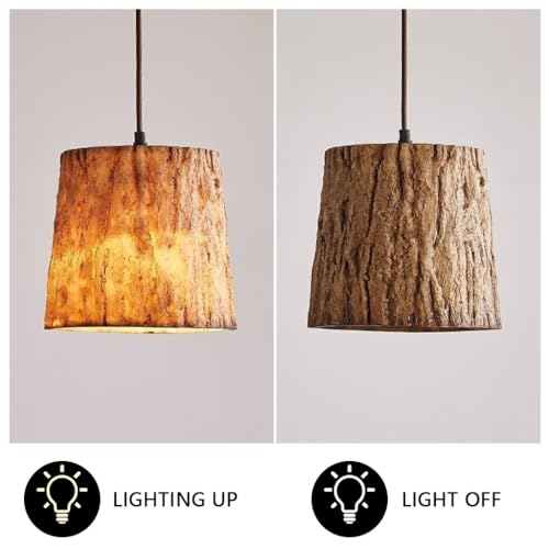 Lámpara colgante E27 de madera con diseño de barril rectangular ajustable 6