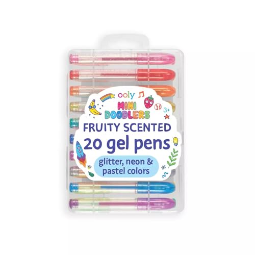 Ooly Scented Mini Doodlers Gel Set of 20 Pens - 20 Mini Glitter Neon and Pastel Scented Gel Pens for Kids and Adults Art and Stationery Supplies