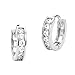 925 Sterling Silver Rhodium Plated 3mm x 13mm Cubic Zirconia Channel Huggie Earrings