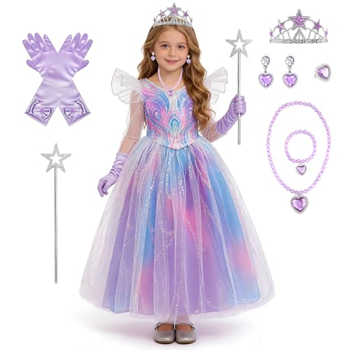 VORLITS Glinda costume girls glinda dress for girls Witch Costume for kids Purple Sequins Sparkly Fairy Easter outfit