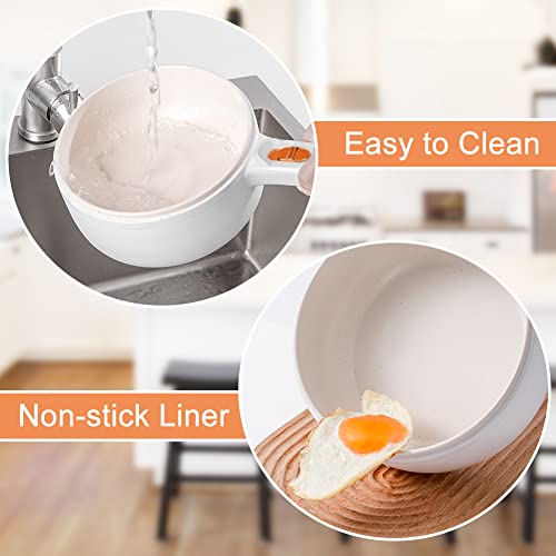 Electric Hot Pot Cooker Steamer,1.6L Portable Electric Cooker With Steamer, Food Tong, Ramen Noodle Cooker,Non Stick, Mini Hot Pot,Dorm Cooking Pot With Dual Power Setting(White) #TOP6
