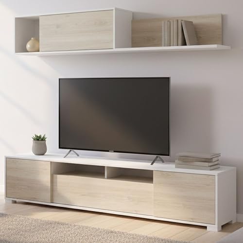 Dmora Parete attrezzata Gruf, Set da Soggiorno Porta TV, Mobile