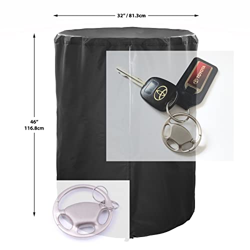 Image of Tire Storage Bag up to 30 inch Wheel Storage Covers - Holds Four Spare Tires - Waterproof UV Dust Protection Polyester - Bonus Brushed-Metal Keyring and Pouch
