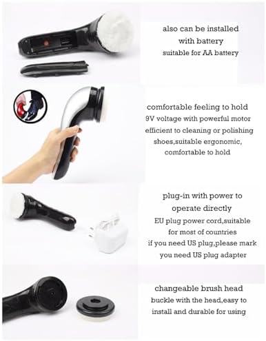 Portable Electric Shoe Polisher Brush with 5 Brush Heads, Handheld Shoe Shine Cleaner for Dusting, Oiling, Waxing & Polishing - Dual Power Supply for Easy Use (Silver)