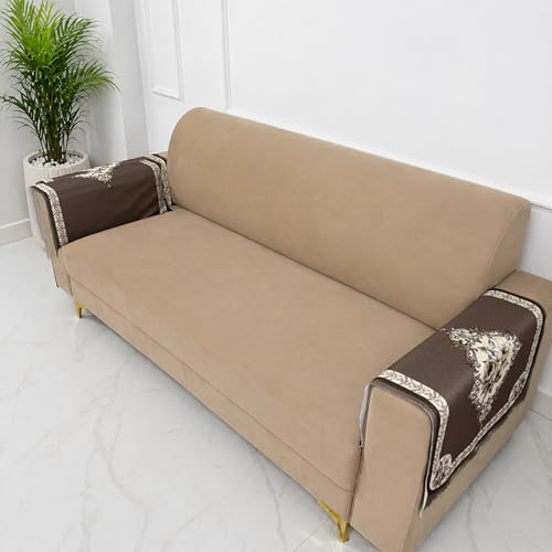 Image of Homerz Premium Waterproof Jasmine Joe Sofa Seat Cover - Floral Printed Sofa Protector | Non-Slip, Washable & Durable Sofa Protector (Coffee, 1 Pair Armrest)