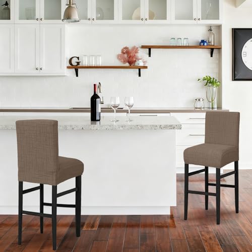 Image of JIUZHEN Coffee Stretch Velvet Bar Stool Counter Covers Set of 2