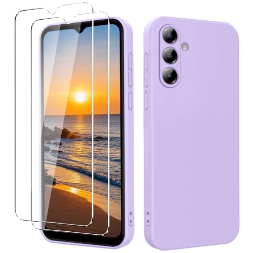 YXKJ   Funda para Samsung Galaxy A56 5G, con 2 Piezas Protector de Pantalla, Cáscara Silicona Líquida Delgada y Suave [Toque Cómodo] [Anti Choques]   Lila