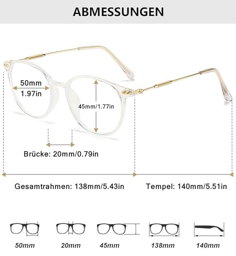 Lanomi Vintage Progressive Multifocal Reading Glasses Women Men Round Blue Light Blocking Eyeglasses Magnifying UV400 Outdoor Computer Reader Clear(Multifocal) 1.0 - Image 2