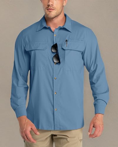 Outdoor-Ventures-Mens-UPF-50-UV-Sun-Protection-Shirt-Long-Sleeve-Hiking-Fishing-Shirt-Cooling-Quick-Dry-for-Safari-Travel