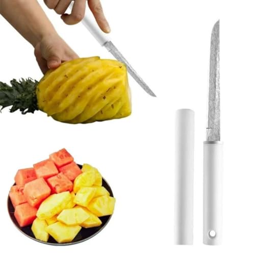 Image of Multifunctional Fruit Knife, Paring Knife Stainless Steel Professional Kitchen Knives with Ergonomic White Handle for Fine Cutting Tasks (Pack of 1, White)