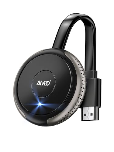 AIMIBO Adaptador de pantalla inalámbrico 4K, Plug & Play, adaptador HDMI WiFi Miracast, dispositivo de duplicación de pantalla para iOS/Android/Windows/MacOS a TV/monitor/proyector, compatible con