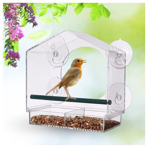 Window Bird Feeder Outside Bird Feeder Transparent Bird House Feeder Anti-Spill Bird Feeder Removable Bird Feed Tray House Shape Bird Feeder Large Bird Tray Feeder See-Through Bird House