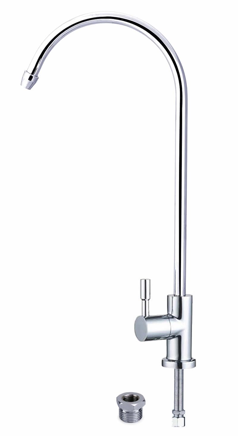smardy UNO701 Robinet à osmose en laiton chromé – Robinet pivotant à 360° pour système d'osmose inverse et filtre à eau – Adaptateurs pour tuyaux de 1/4" et 3/8" inclus